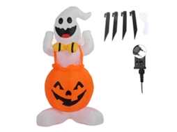 Decoração Inflável de Halloween Abóbora Fantasma com Luz Led 1,25m/4.1ft Plugue Eu