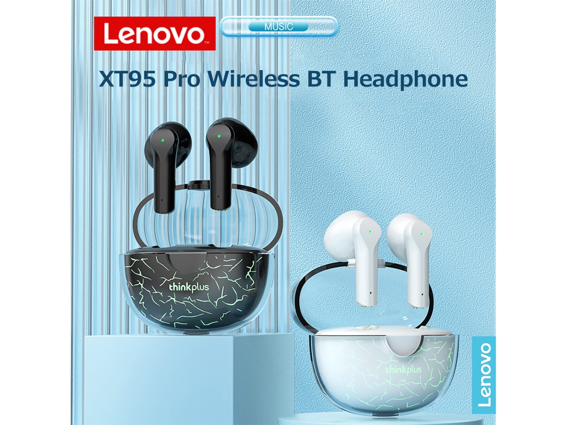 Fones De Ouvido Sem Fio Lenovo Xt95 Pro True Wireless Bt5.1 Esportivos Com Baixa Latência Luminous Black