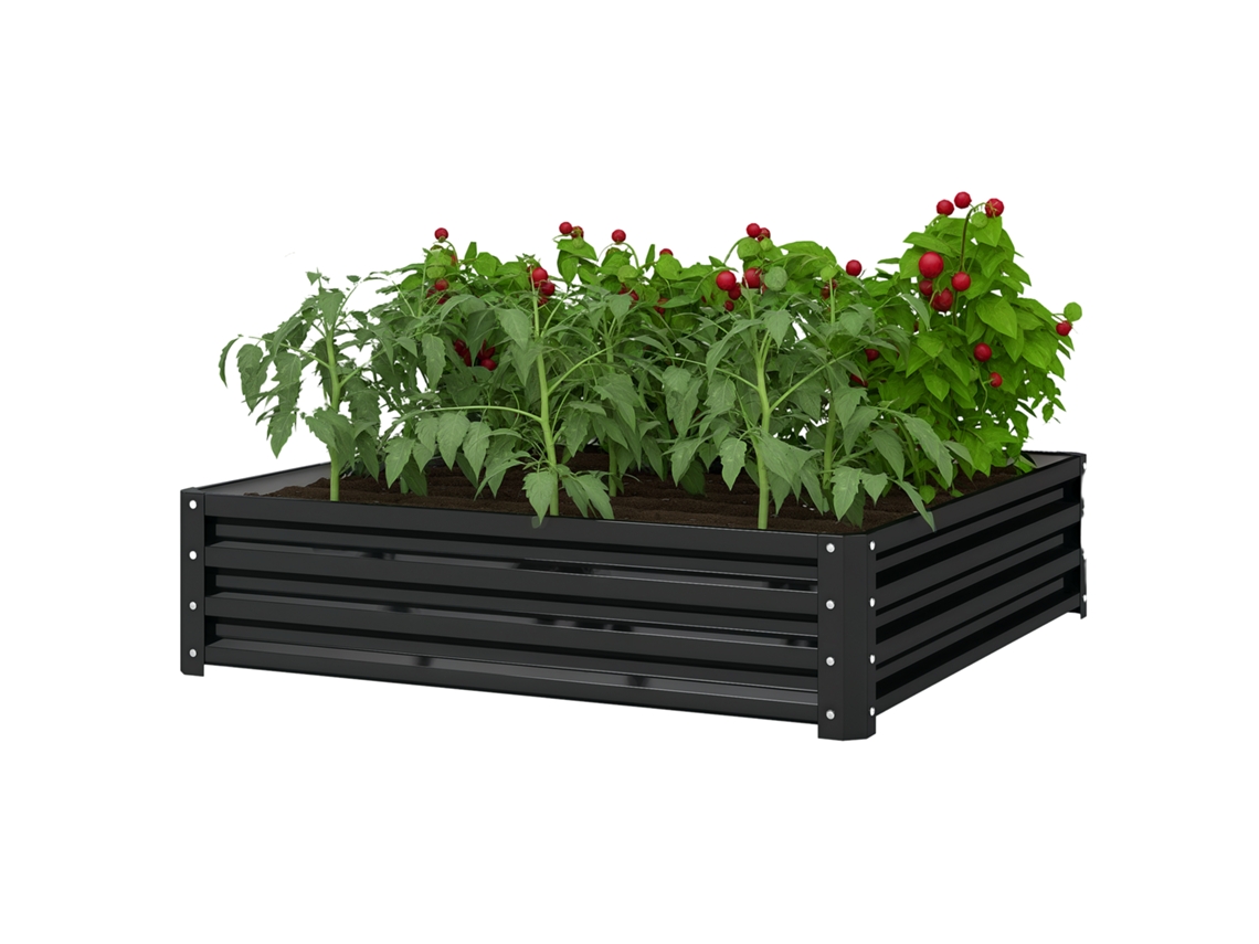 Canteiro elevado de aço galvanizado, 120x120x30 cm, cinza | S/MARCA