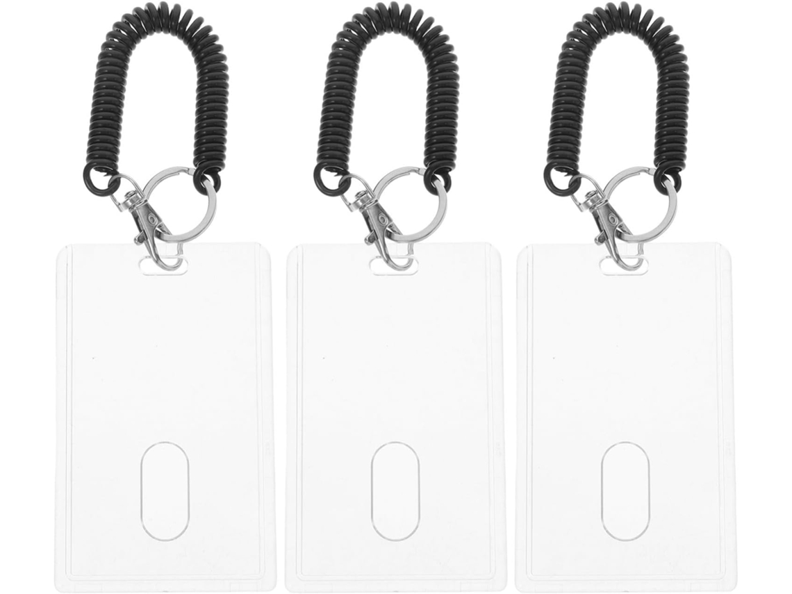 Conjunto De 3 Porta Crachás Transparente Ultechnovo Com Pulseira De Mola E Chaveiro Cartões De Academia
