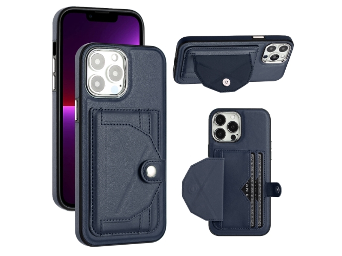 Capa Mobile Phone Cases Shockproof With Card para iPhone 15 Pro Max Pele Castanho