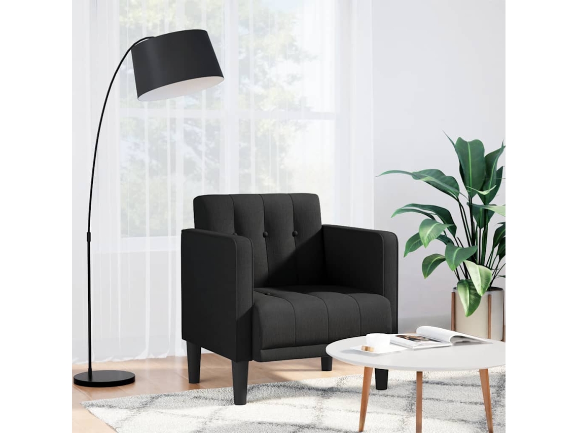 Vidaxl Poltrona Com Apoio De Braços 53 Cm Tecido Preto