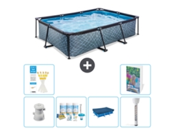 Piscina Exit Retangular Efeito Pedra 300x200x65 Cm 5 peças S237 EXIT TOYS