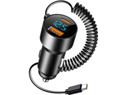 Adaptador De Carregamento Veicular Metal Com Duas Portas, Cabo