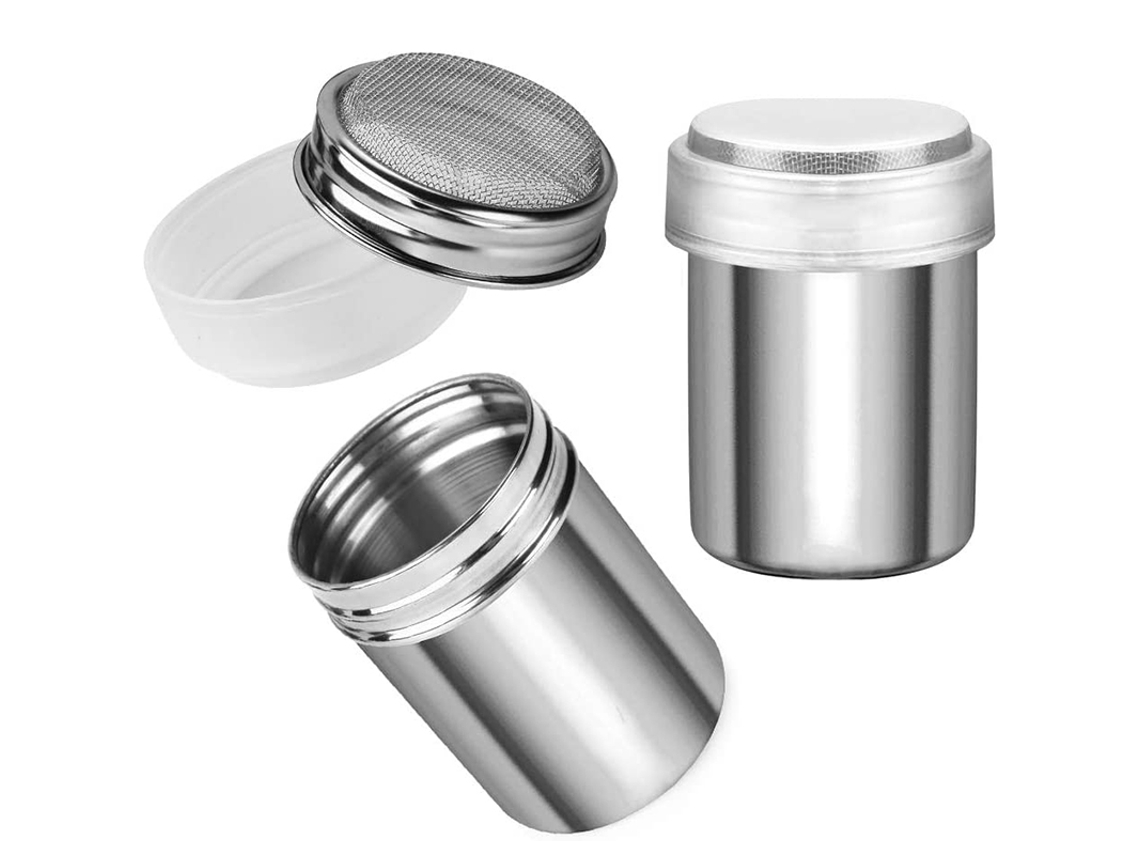 (2 Unidades) Recipiente Para Pó/açúcar Em Pó Com Tampa Em Aço Inoxidável Com Tela, Caixa De Armazenamento Ecológica Para Especiarias E Pimenta Em Pó