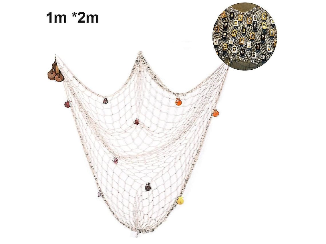 Rede De Pesca Decorativa Rústica Com Estrelas, Boia E Âncora Para Parede