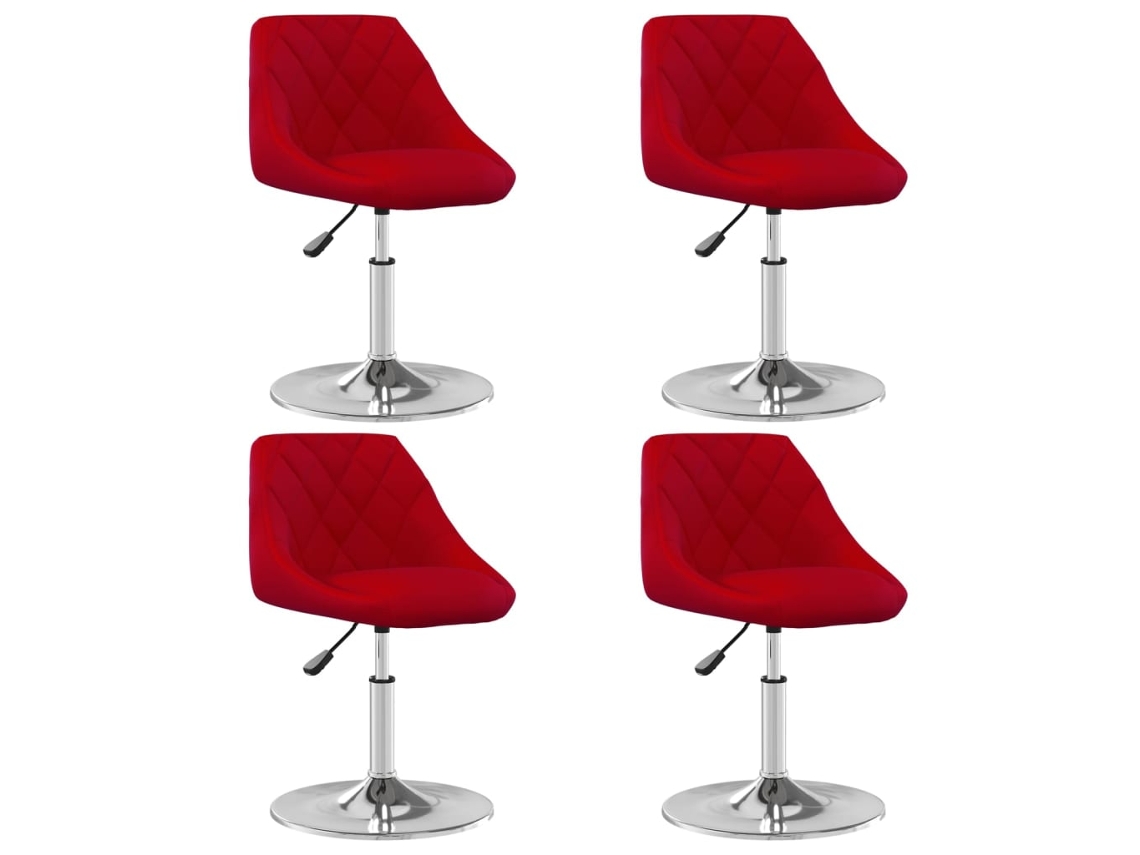 Vidaxl Cadeiras De Jantar Giratórias 4 Pcs Veludo Vermelho Tinto