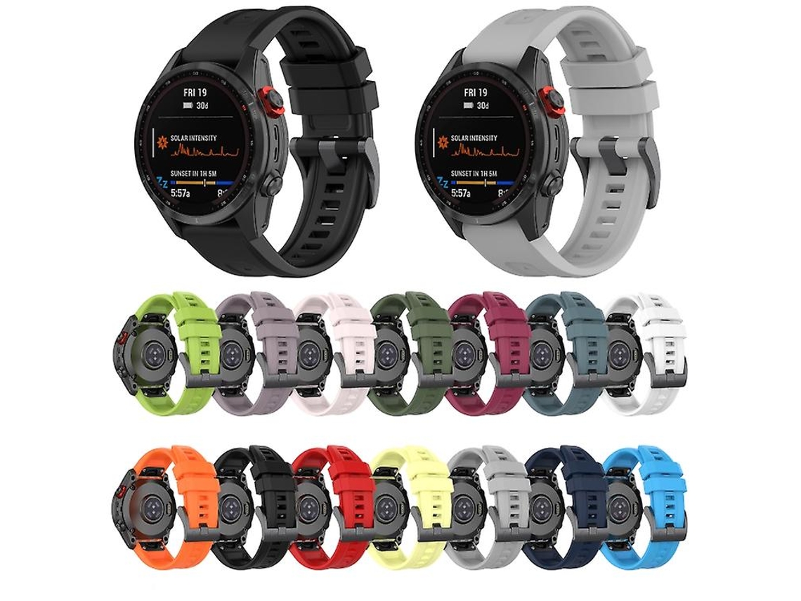 Bracelete de Smartwatch para Garmin Fenix 7S Solar 20Mm Silicone Cor Sólida Faixa de Relógio Preta VENISYMLIS