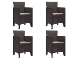 Conjunto 4 Cadeira Moderna Vidaxl Castanho Polipropileno (53 X 49 X 85 Cm)
