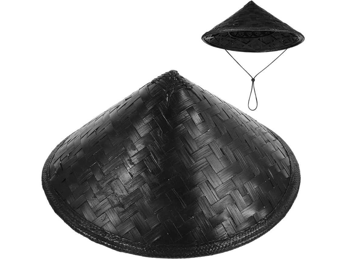 Chapéu Chinês De Bambu Preto, 36 Cm - Para Uso Prático E Funcional