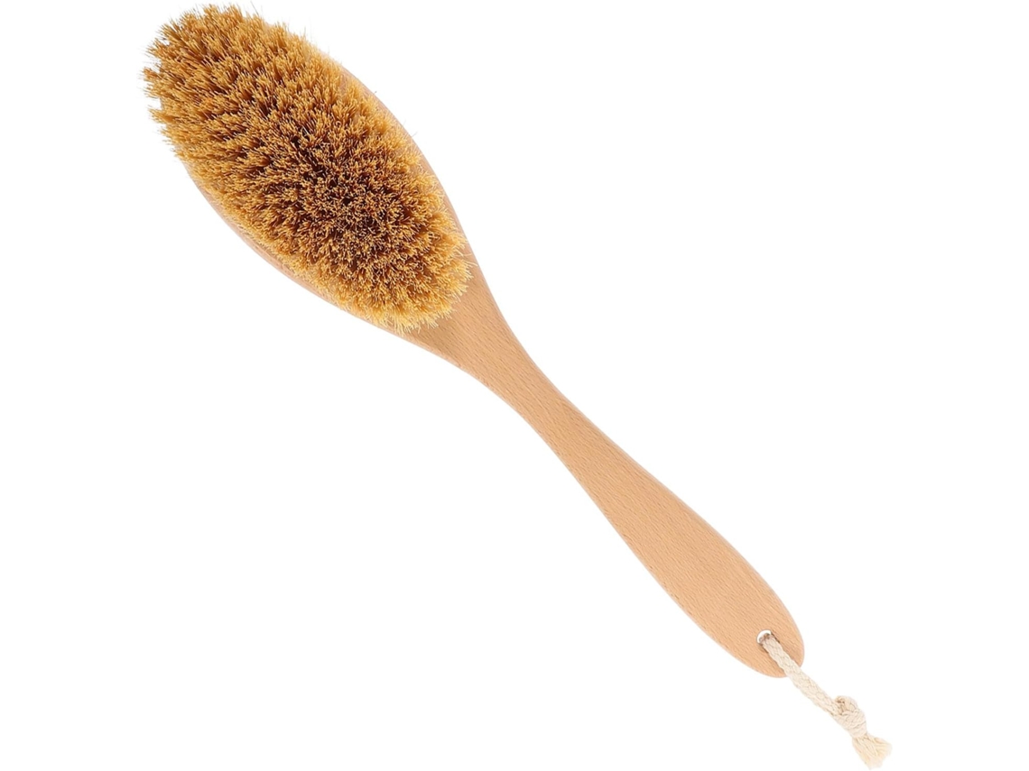 Escova Tehaux De Cabo Longo Em Madeira Faia E Fibras Vegetais Resistentes, Escova Esfoliante Corporal Para Costas E