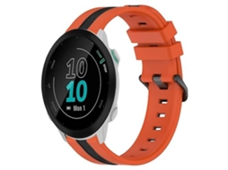 Pulseira De Relógio Lurelia Para Garmin Forerunner 55 20 Mm Vertical Bicolor Silicone Laranja Preto