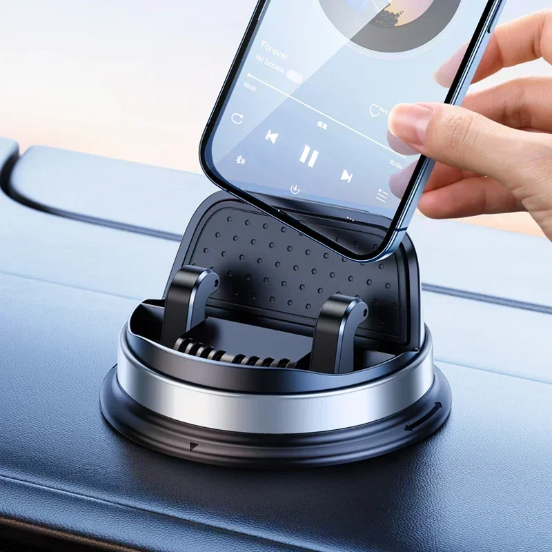 Suporte Para Celular Para Painel De Carro Hipacool, Giratório 360°, Antiderrapante, Prata E Preto.