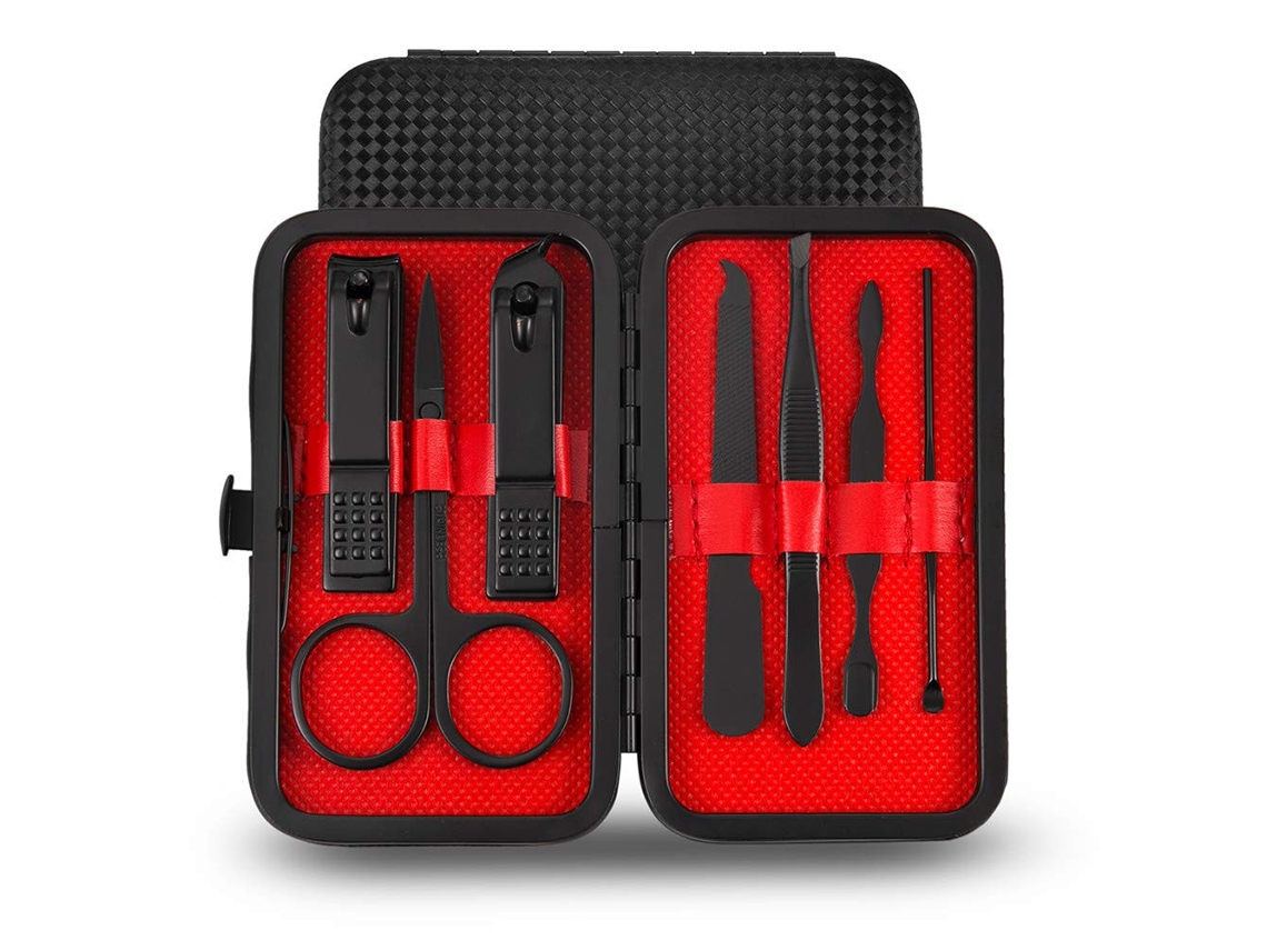MEOIRUERY Kit De Manicure E Pedicure 7 Peças Com Estojo De Viagem Em Pele