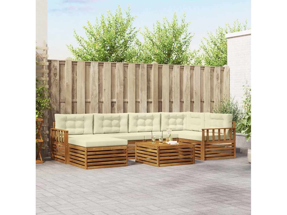 Vidaxl Conjunto De Sofás Para Exterior 7 Unid. Natural E Creme