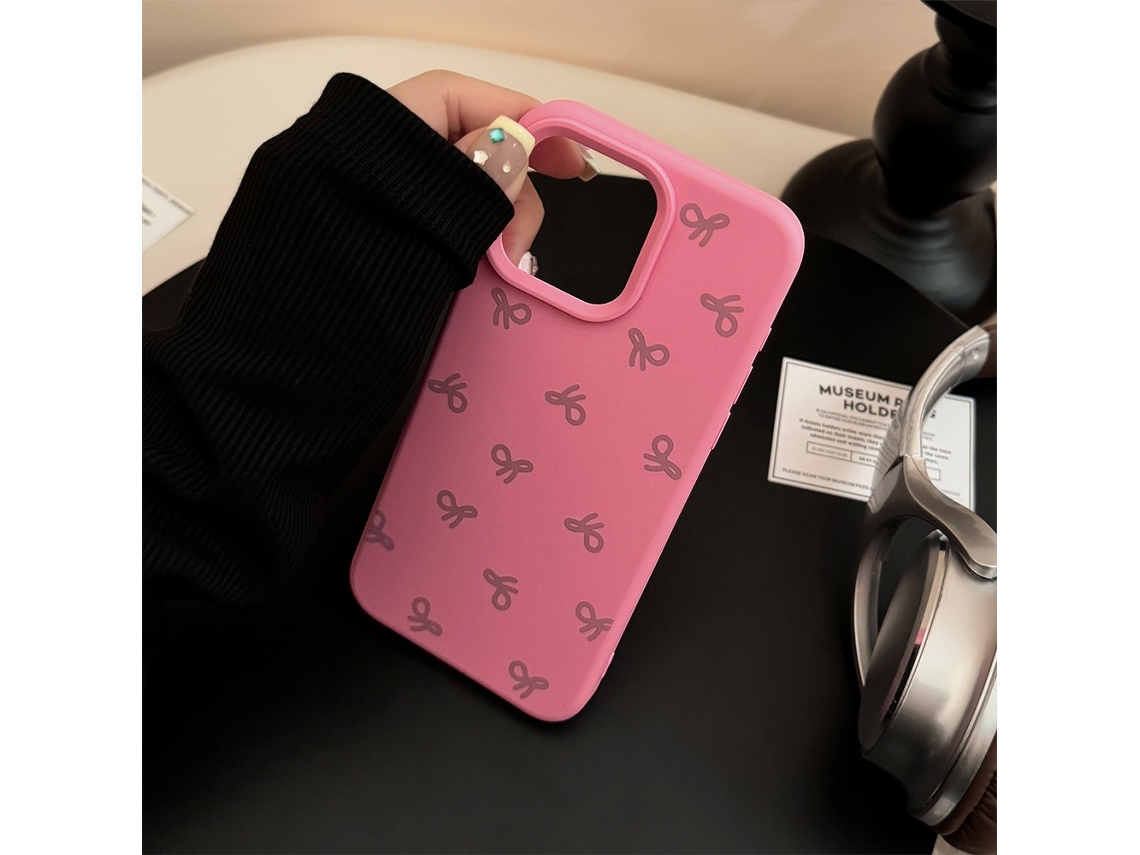Capa Para Iphone 17 Pro Max Rosa Claro Com Tela Embaçada, Macia E Simples, Com Laço De Silicone.