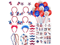 10 Cintas Patrióticas Para Cuello - Gorros Mini Uncle Sam, Estrellas Y Globos Para Fiestas Del 4 De Julio