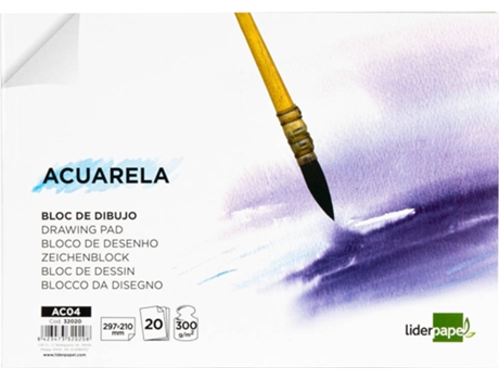 Bloco de desenho A4 20 Folhas 300Gr Aquarela 