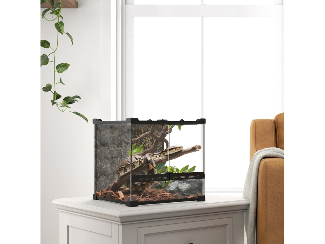 Terrário De Vidro Para Répteis, Com Base Elevada E Impermeável, Compacto E Prático