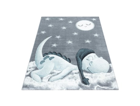 Bambi Dinossauro Dormindo Tapete Infantil Pelo Curto Retangular 160x230cm Azul