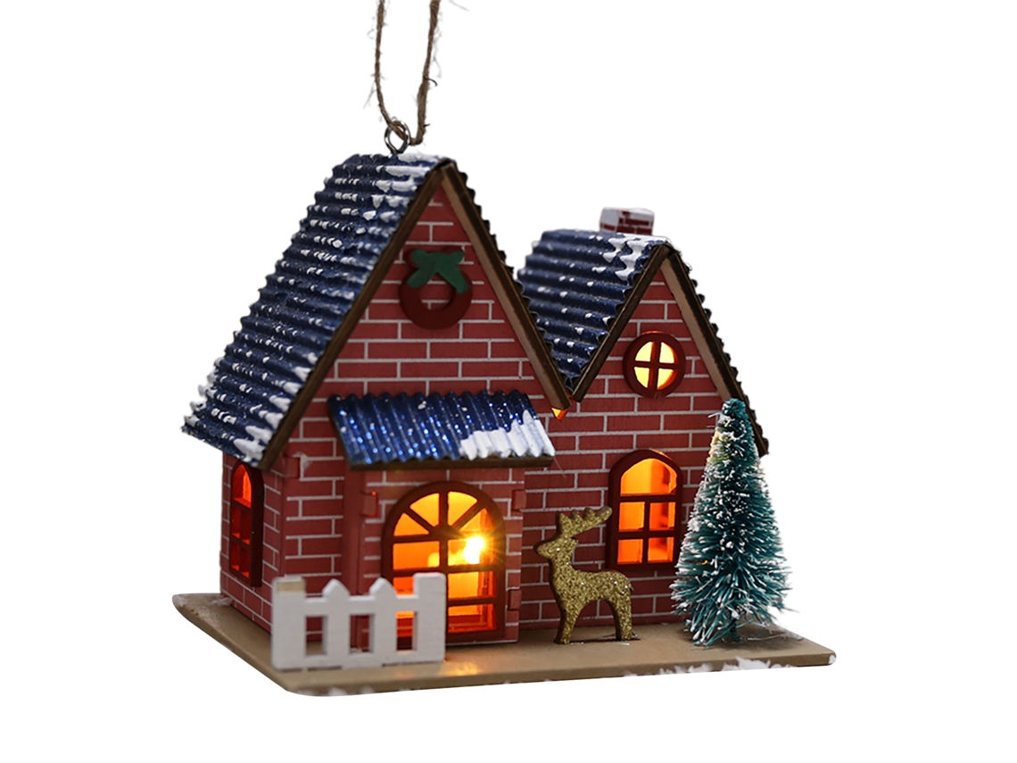 Laxiscreed Adereços De Natal Com Árvore De Natal Xadrez, Alce E Cena De Neve Iluminada Para Decoração Festiva