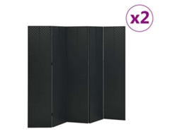 Vidaxl Divisórias/biombos Com 5 Painéis 2 Pcs Aço 200x180 Cm Preto