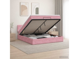 Vidaxl Cama Ottoman Com Colchão Com Cabeceira Rosa 180 X 200 Cm Veludo