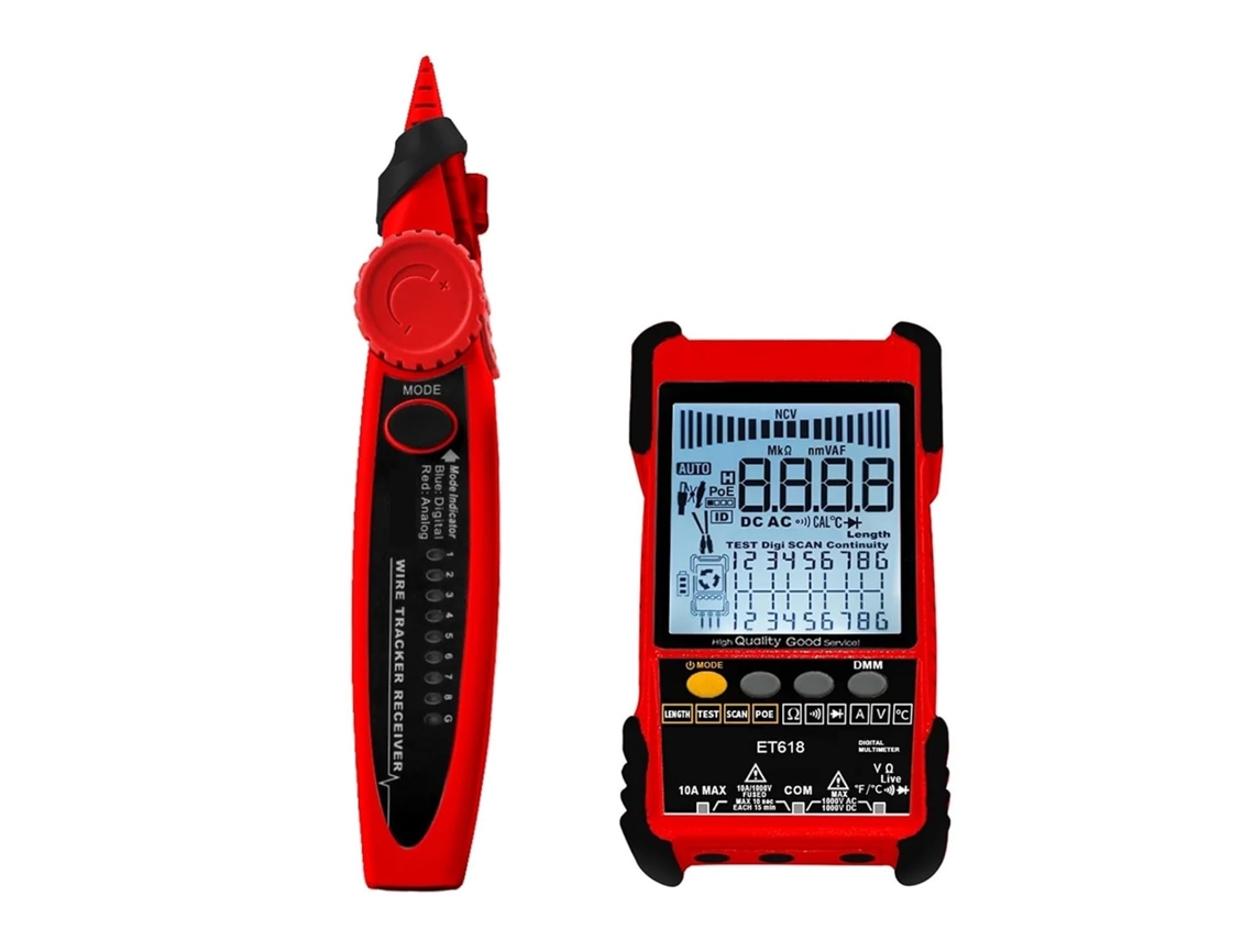 Et618 Pro 2 em 1 Tester de Cabo Réseau 600m Longueur Analogiques Pesquisa Numérique Test Poe SFUSHOS