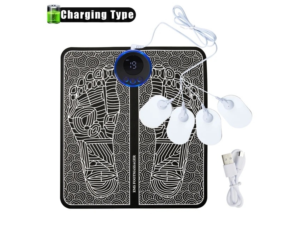 Massageador De Pés Ems Com Microcorrente E Modos Ajustáveis, 8 Modos, Usb Elysve