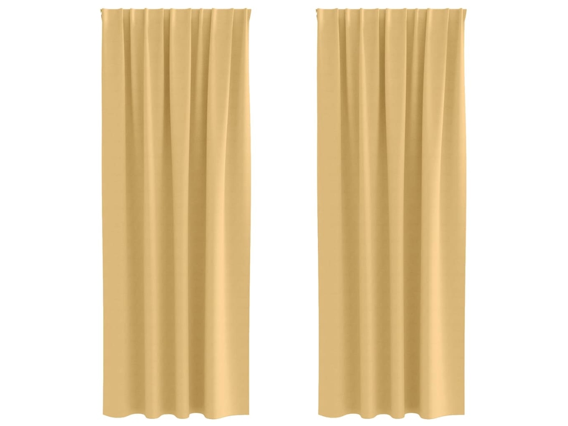 Conjunto 2 Cortinas Opacas Vidaxl Bege Poliéster (245 X 140 Cm)