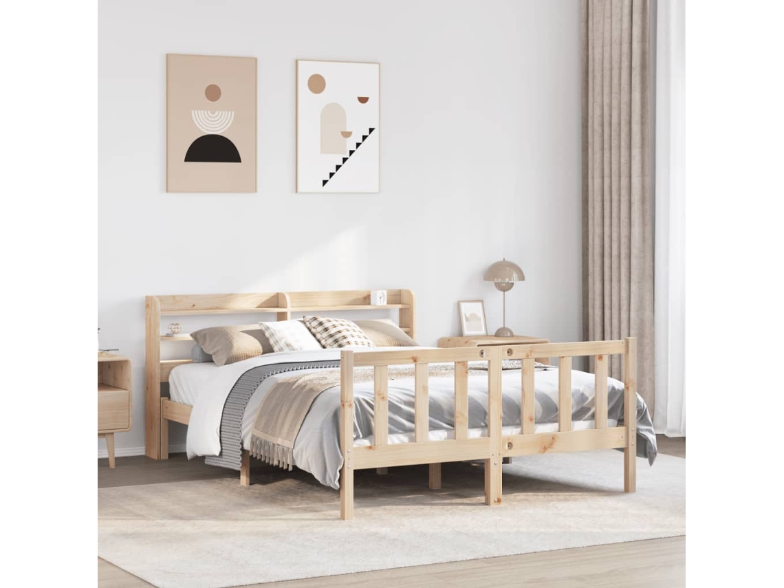 Vidaxl Cama Sem Colchão 160x200 Cm Madeira De Pinho Maciça