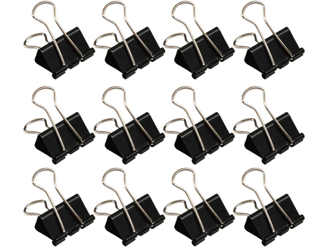 Clipes de mesa de metal, 51 mm, pretos, pacote com 48 unidades, design curvo e alongado, clipes de papel.