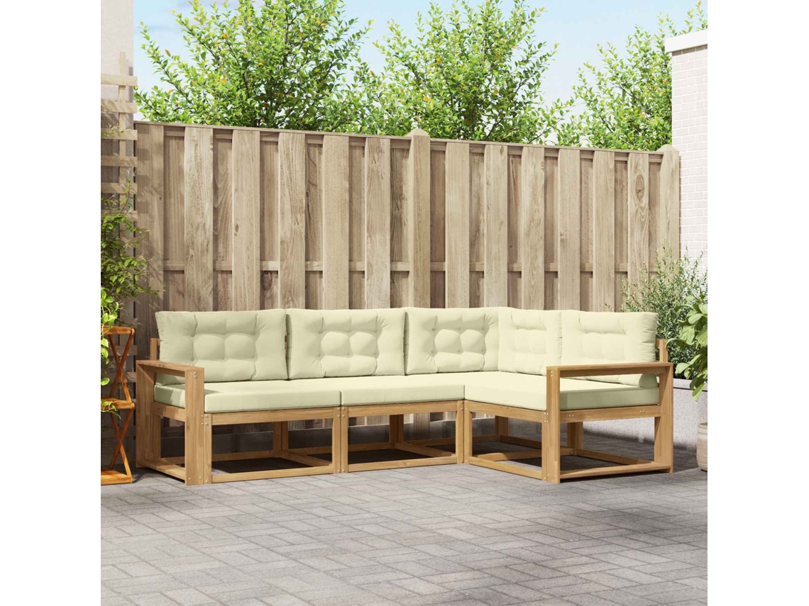 Vidaxl Conjunto De Sofás Para Exterior 3 Unid. Branco E Creme