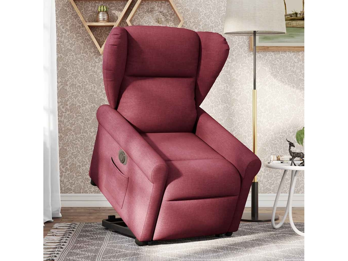 Poltrona de Sala - Cadeira de Descanso - Poltrona Reclinável Elevatória Elétrica Tecido Vermelho tinto HARLANV1