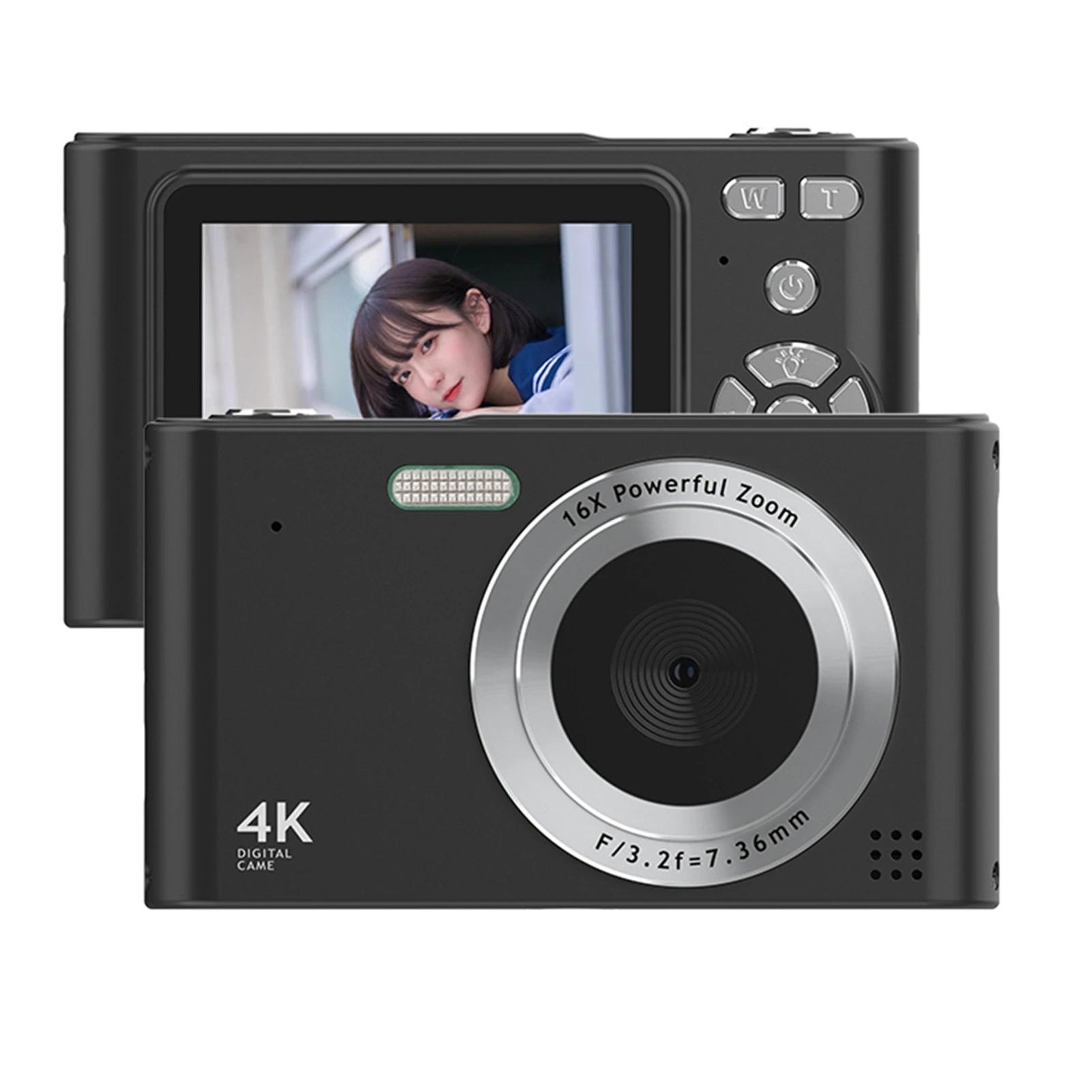 (sem Cartão, Preto) Câmera 4k, Tela De 2,4 Polegadas, Zoom Digital De 16x