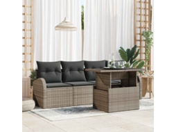 Vidaxl Conjunto De Sofá De Jardim Com Almofada Manual 5 Pcs Cinzeto