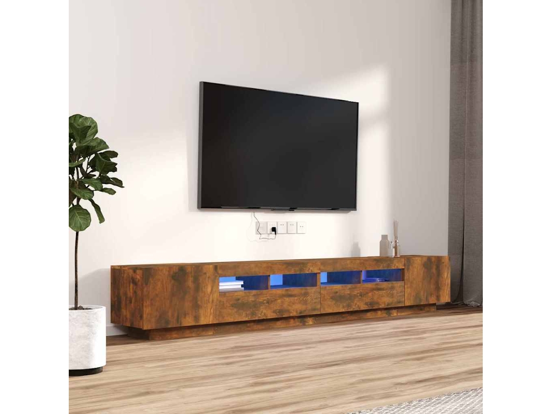 Vidaxl Conjunto Móveis De Tv 3pcs C/ Leds Madeira Carvalho Fumado