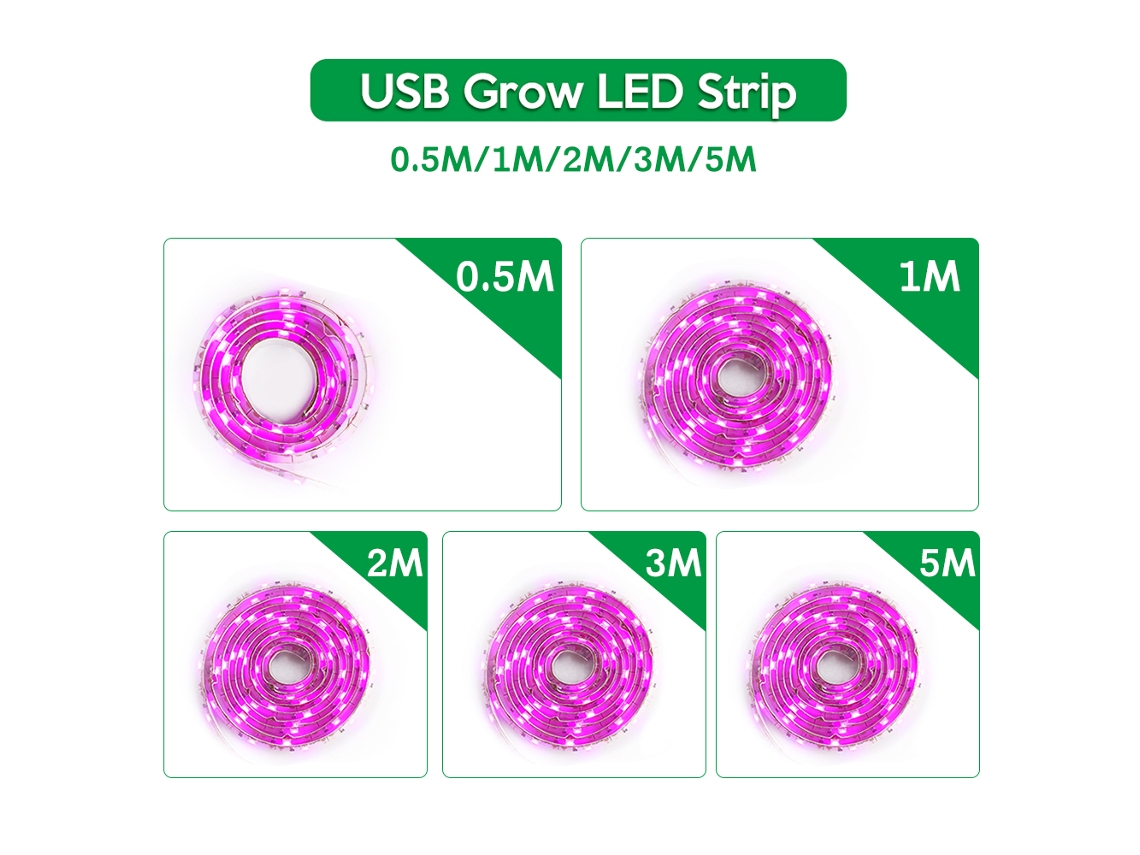 Lâmpada Led De Crescimento Espectral Usb 5v 3m Para Plantas Internas