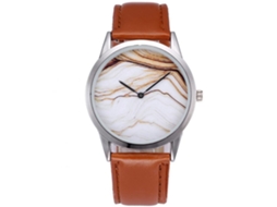 Reloj De Pulsera Analógico De Cuarzo Estilo Simple Casual Marbled De Cuero Pu Marrón