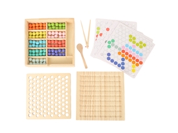 Jogo Educativo De Contas Com Tabuleiro De Madeira Para Crianças: Aprendizado Por Correspondência De Cores