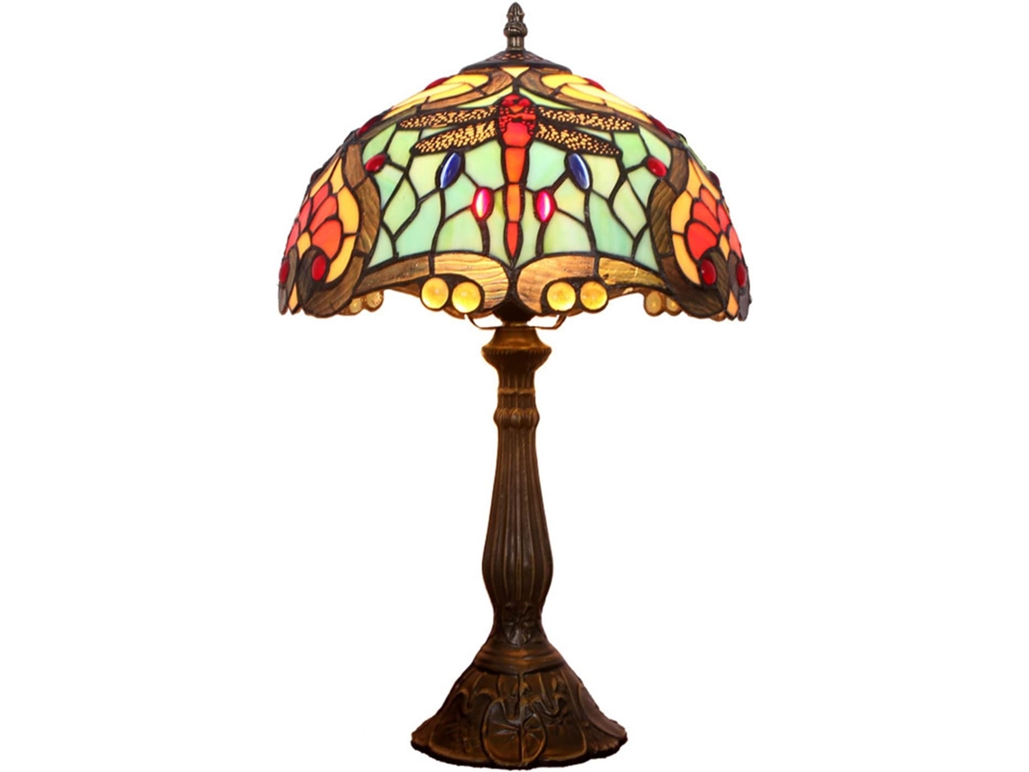 Abajur De Mesa Tiffany, 30x30x45 Cm, Estilo Vitoriano, Com Libélula Em Vidro Colorido, Ideal Para Cabeceira, Quarto