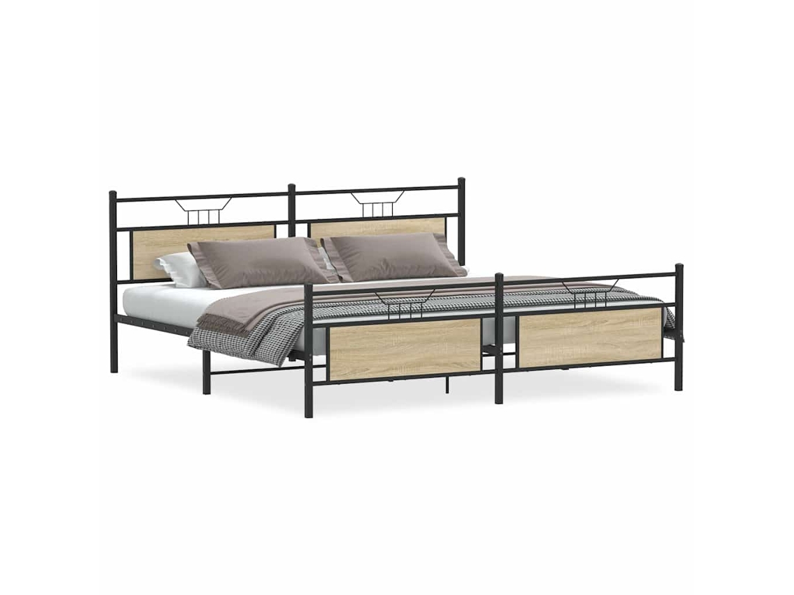 Bed Frame, Bed Frames Vidaxl Marrom Aço (193 X 201 Cm)