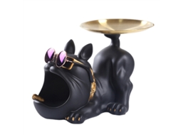 Resina Cool Bulldog Crafts Dog Butler Com Bandeja Para Chaves, Armazenamento De Joias, Decoração De Quarto De Animais, Estátua Preta Mdug