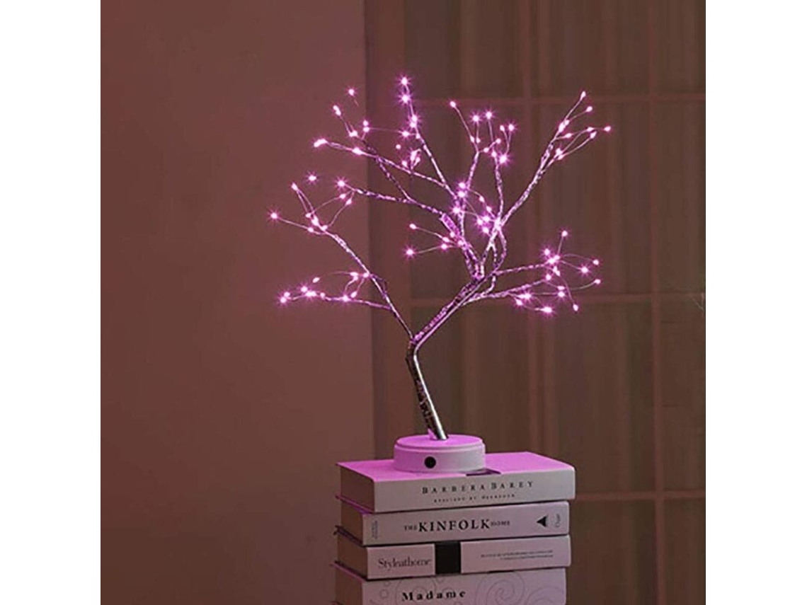 Luminária de Mesa Led em Formato Árvore, com Alimentação Usb e Tecnologia 3d, Ideal para Casa de Férias, Quarto e Infantil. Cor Rosa BRILVIBERA