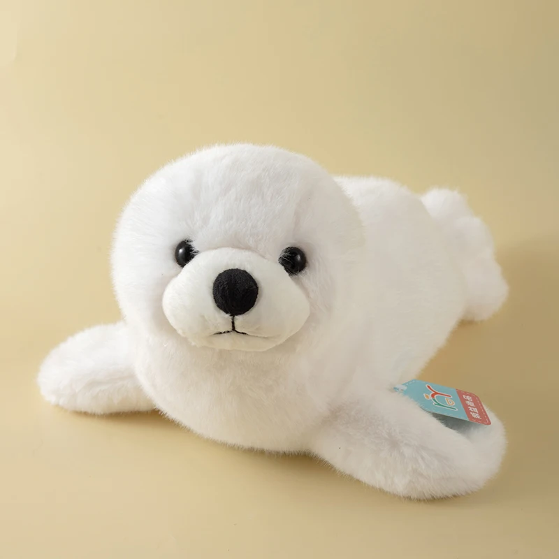 Foca de Pelúcia Fofa e Realista. Brinquedos de Pelúcia de Animais. MDUG (branco, 30 Cm)
