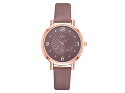 Relógio Feminino de Quartzo Simples com Pulseira de Couro Pu Bege