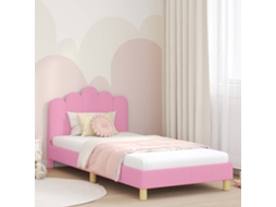 Vidaxl Estrutura De Cama Infantil Com Cabeceira Rosa 90 X 200 Cm