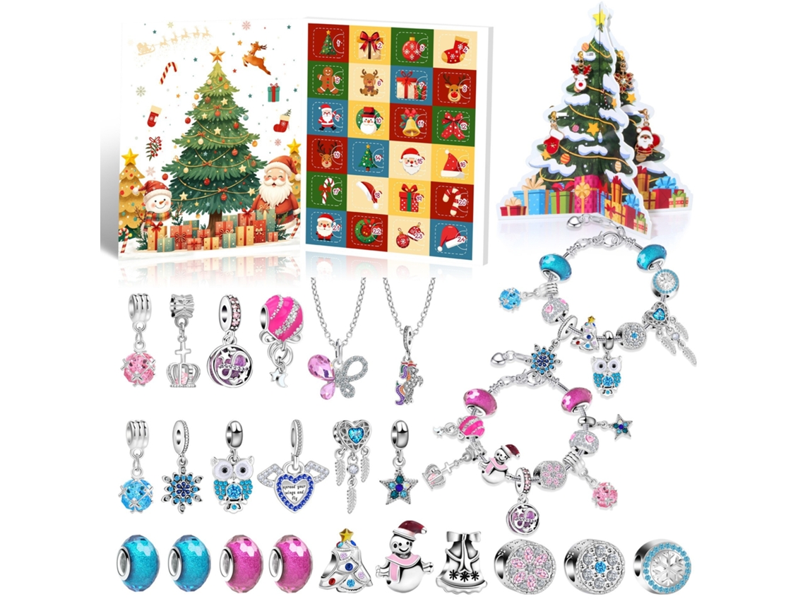 Calendário Do Advento Com Kit De Pulseiras De Natal, 24 Grades Elysve