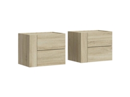 Conjunto de 2 Mesas de Cabeceira de Parede MAISON EXCLUSIVE Carvalho Sonoma (45x30x35 cm)