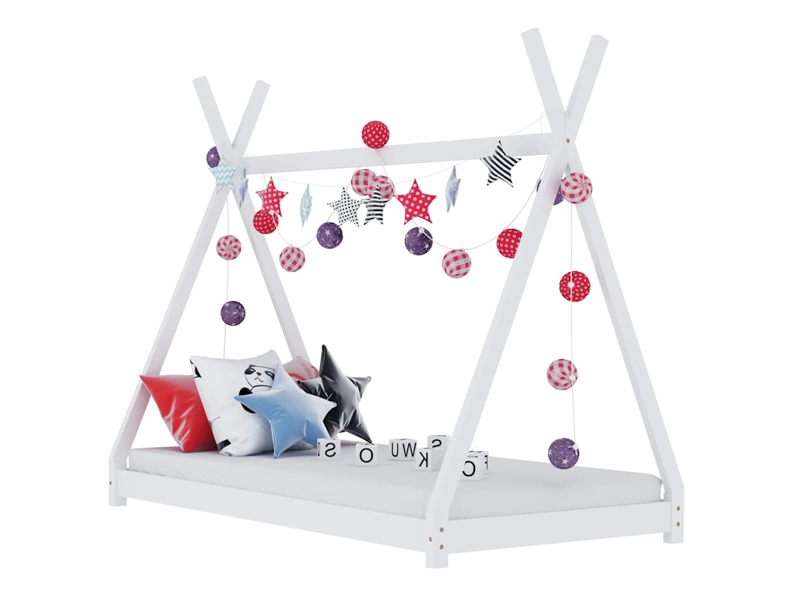 Vidaxl Estrutura De Cama Para Crianças 70x140 Cm Pinho Maciço Branco
